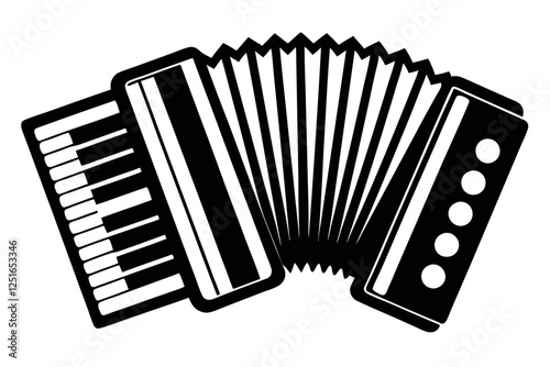 accordion line art silhouette vector illustration