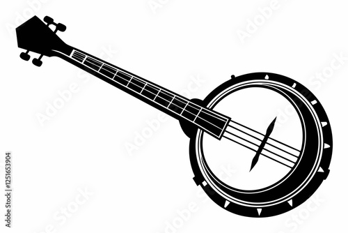 banjo line art silhouette vector illustration
