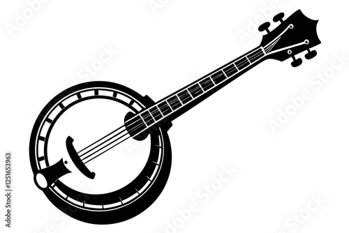 banjo line art silhouette vector illustration