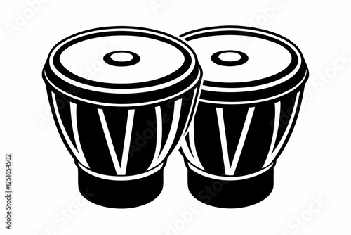 bongo drums line art silhouette vector illustration