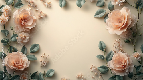 Elegant floral design for stationery or book cover layout featuring soft pink blossoms and gentle natural light