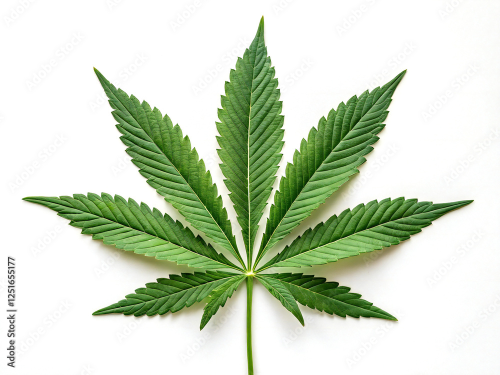 Indica and Sativa Cannabis Leaves - Isolated Over White Background Indica and Sativa Cannabis Leaves - Isolated Over White Background