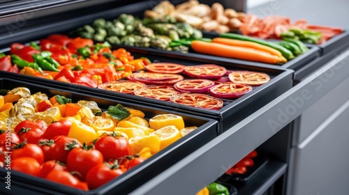 Vibrant Fresh Produce Displayed in Modern Refrigerator for Healthy Cooking and Meal Preparation