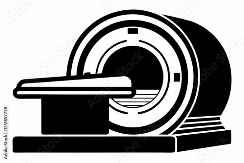 MRI scanner line art silhouette vector illustration