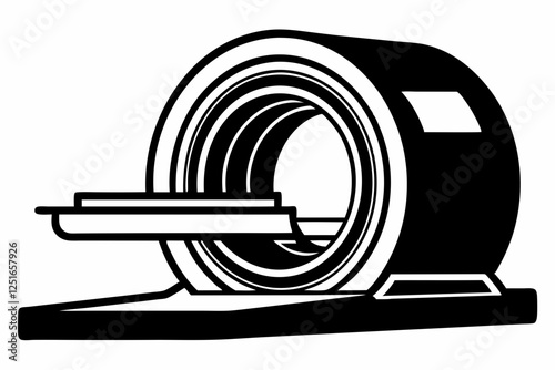 MRI scanner line art silhouette vector illustration
