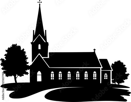 Simple Silhouette of a Church Building