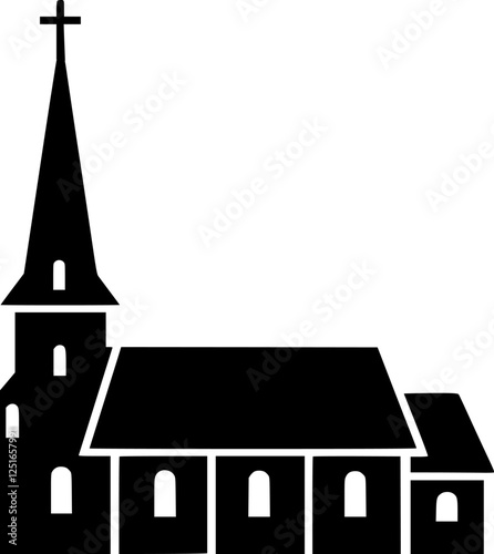Simple Silhouette of a Church Building