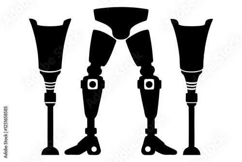 prosthetic limbs line art silhouette vector illustration