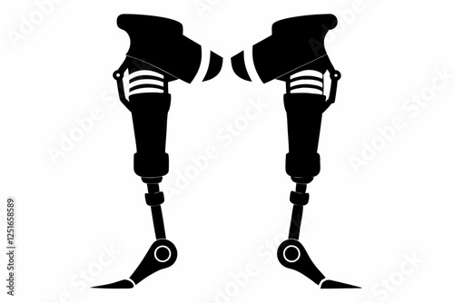 prosthetic limbs line art silhouette vector illustration