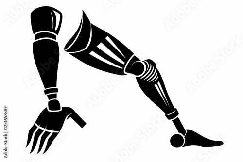 prosthetic limbs line art silhouette vector illustration
