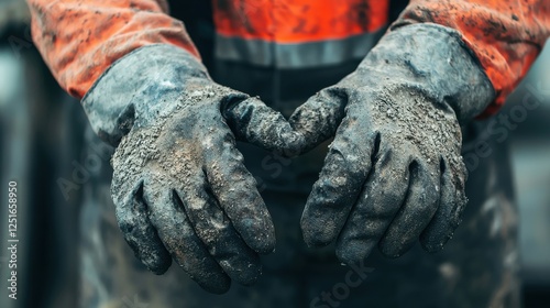 Close-up of dirty work gloves symbolizing hands-on labor.
