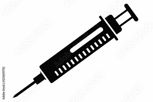 syringe line art silhouette vector illustration