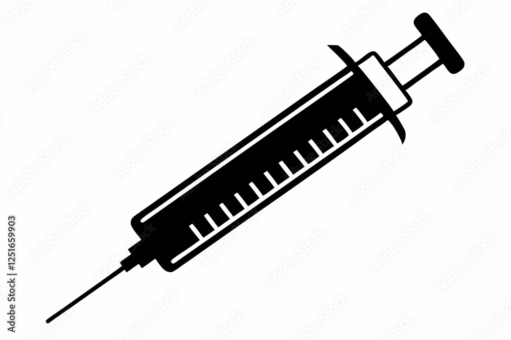 syringe line art silhouette vector illustration syringe line art silhouette vector illustration