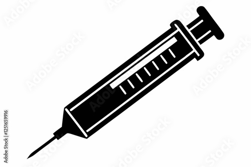 syringe line art silhouette vector illustration