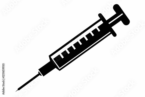 syringe line art silhouette vector illustration