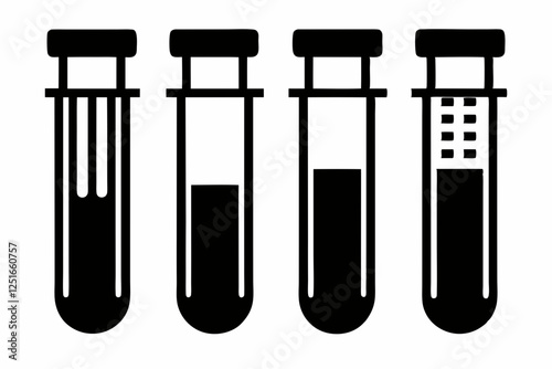 test tubes line art silhouette vector illustration