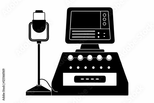 ultrasound machine line art silhouette vector illustration