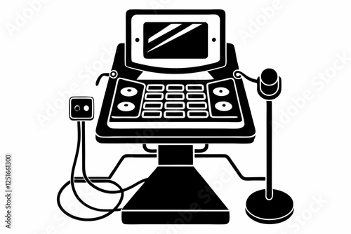 ultrasound machine line art silhouette vector illustration