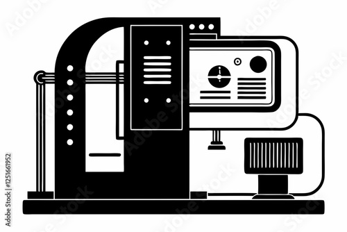 x-ray machine line art silhouette vector illustration