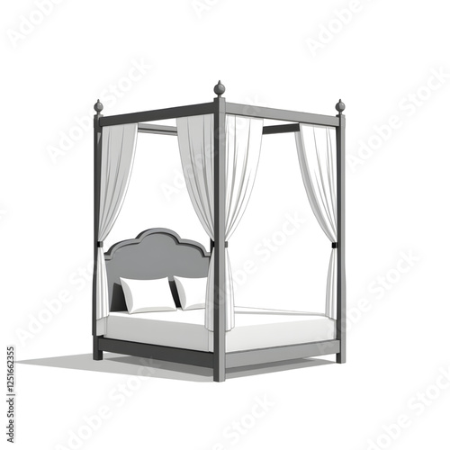 Beautiful canopy bed illustration vector