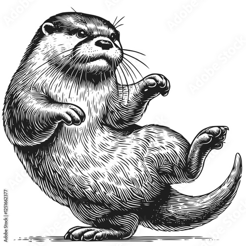 Illustration of Playful Otter