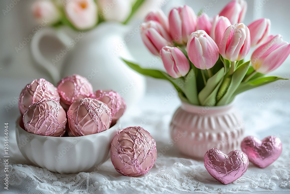 P Romantic floral chocolates wrapped in pink P Romantic floral chocolates wrapped in pink