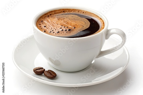 Americano coffee in white cup isolated in white background