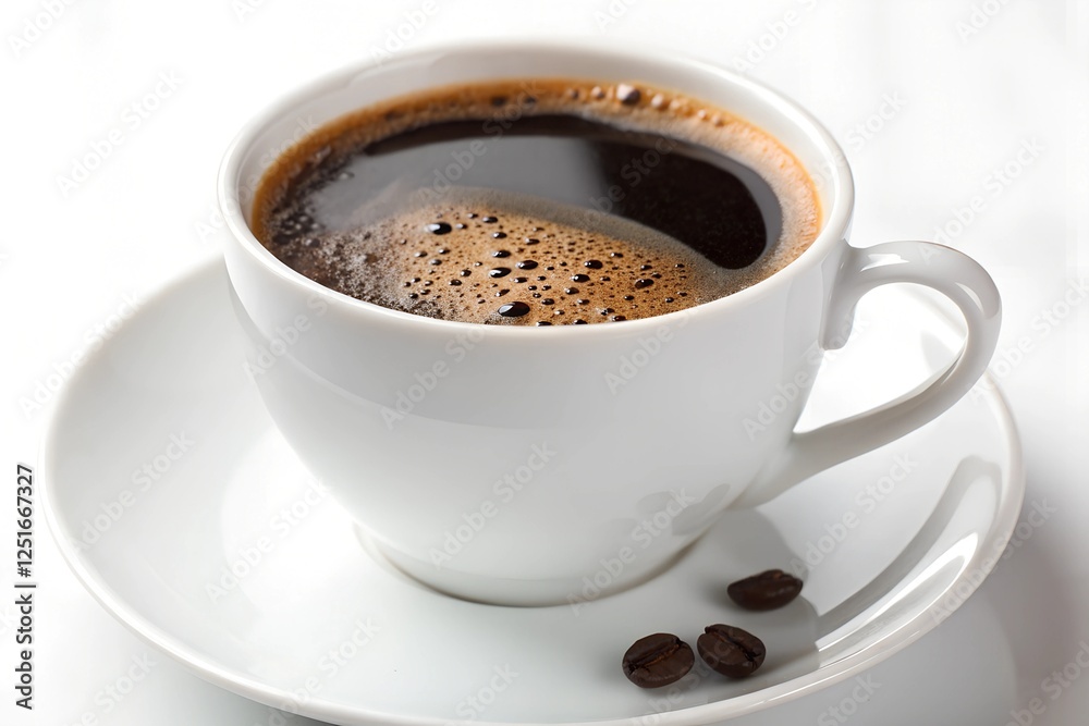 Fototapeta premium Americano coffee in white cup isolated in white background