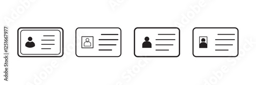 Outline ID card icon, with editable stroke. Personal ID card, driver license pictogram. National ID document, passport, identification identity, personal badge, work pass, verification. Vector icon