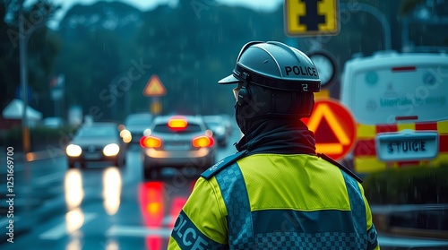 Wallpaper Mural Photo of Police officer at traffic stop, maintaining order and enforcing road regulations Torontodigital.ca