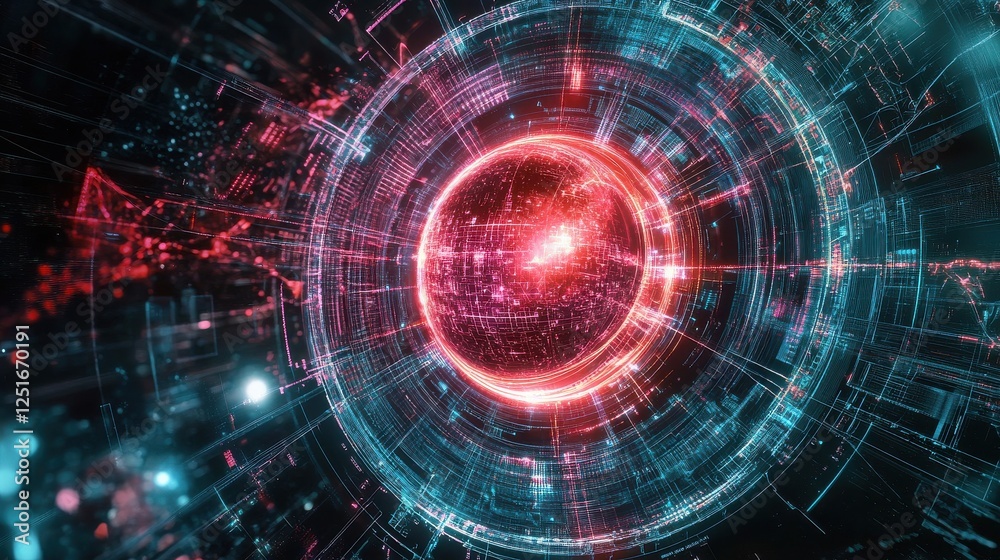 Obraz premium Quantum Processor Glowing under Intricate Holograph