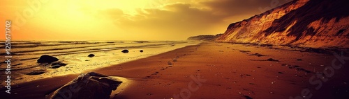 Golden Sunset Beach Scenic Coastline photo