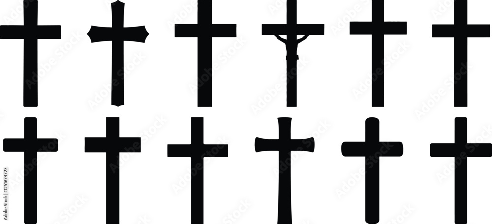 Cross silhouette set vector design big pack of christian illustration and icon Cross silhouette set vector design big pack of christian illustration and icon