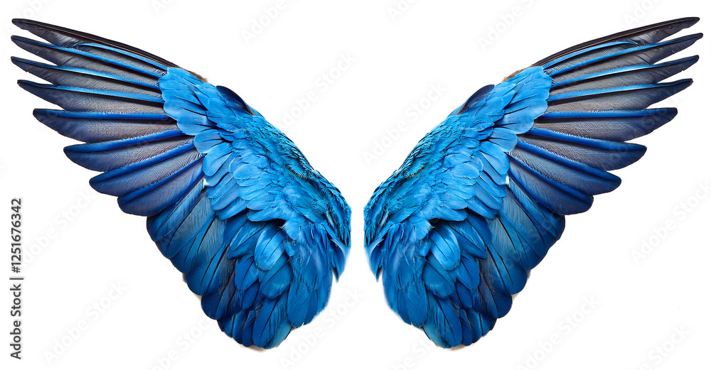 Fototapeta premium 青い翼。白背景。（blue wings on white background.） 