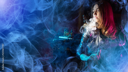 Woman vaper. Girls with vap...