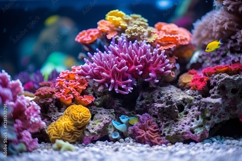 Obraz premium modern marine aquarium with colorful sea corals, fish