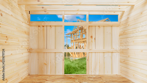 Wooden house under construc...