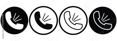 Incoming, outgoing, decline and missed call phone icon vector design. Phone icon collection. call, contact. flat call. call receive and decline icon. Answer and decline phone buttons. Design eps 10