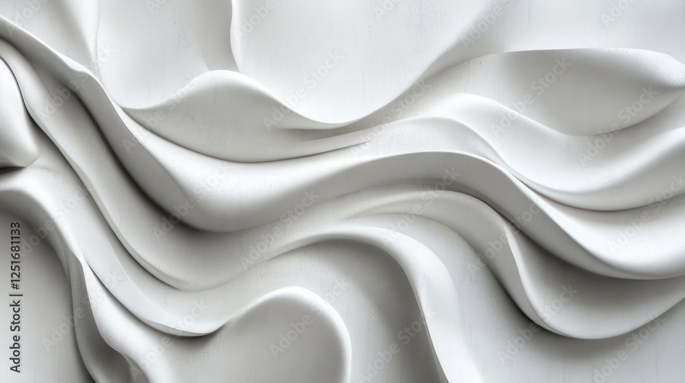 Obraz premium White sculpted waves texture wall panel background