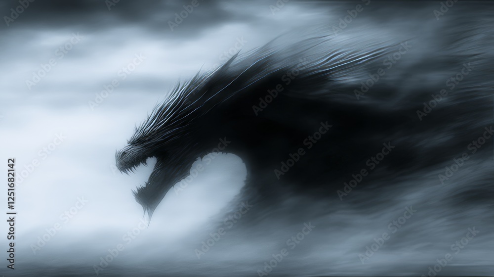 Obraz premium Ethereal Dragon Emerges From Mist.