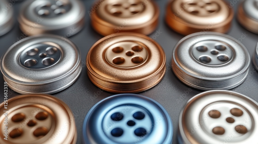 Set of Metallic Chrome Round Buttons in Rose Gold, Bronze, Silver, Steel, Holographic and Golden Tones for Modern Design Applications Set of Metallic Chrome Round Buttons in Rose Gold, Bronze, Silver, Steel, Holographic and Golden Tones for Modern Design Applications