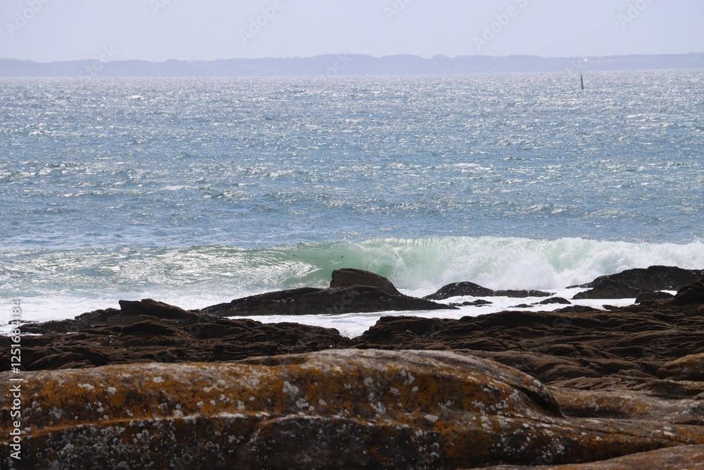 waves rolling on the rocks