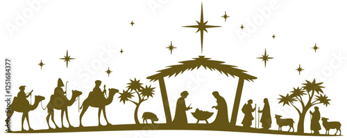 Nativity Scene Silhouette. Nativity Scene vector