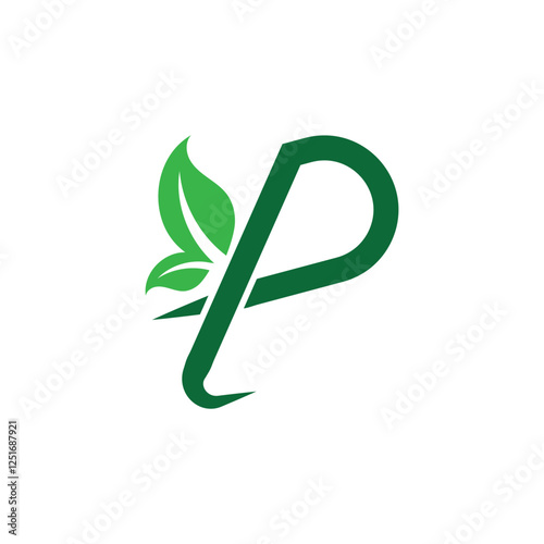 Letter P organic logo, P initial leaf gradient logo design icon,letter P creative colorful leaf shape logo design icon. Eco friendly,  letter P logo