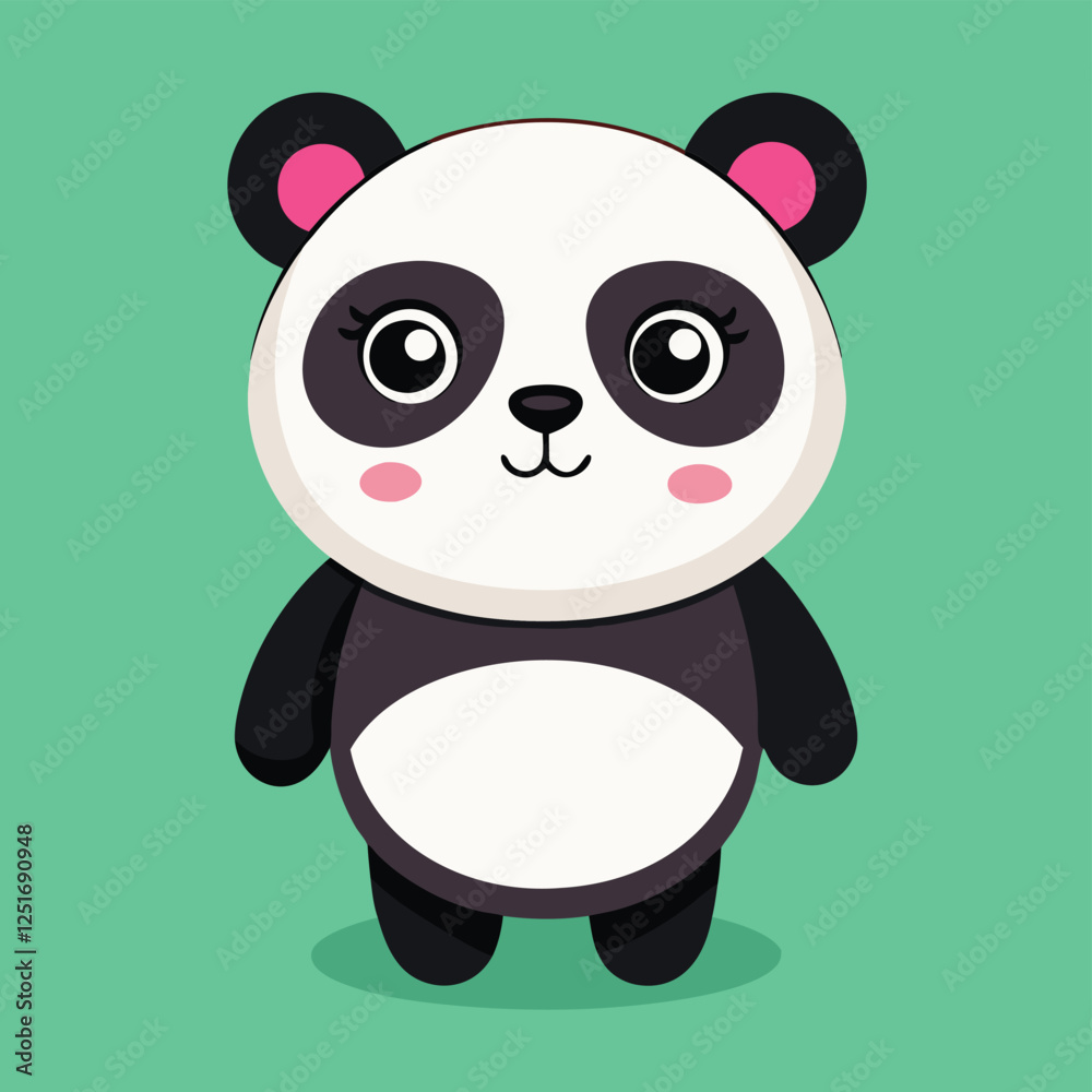 Fototapeta premium Cute panda vector cartoon illustration