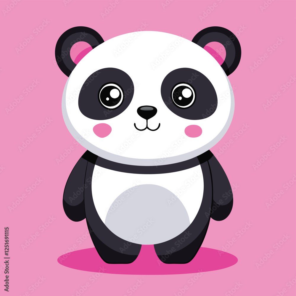 Fototapeta premium Cute panda vector cartoon illustration