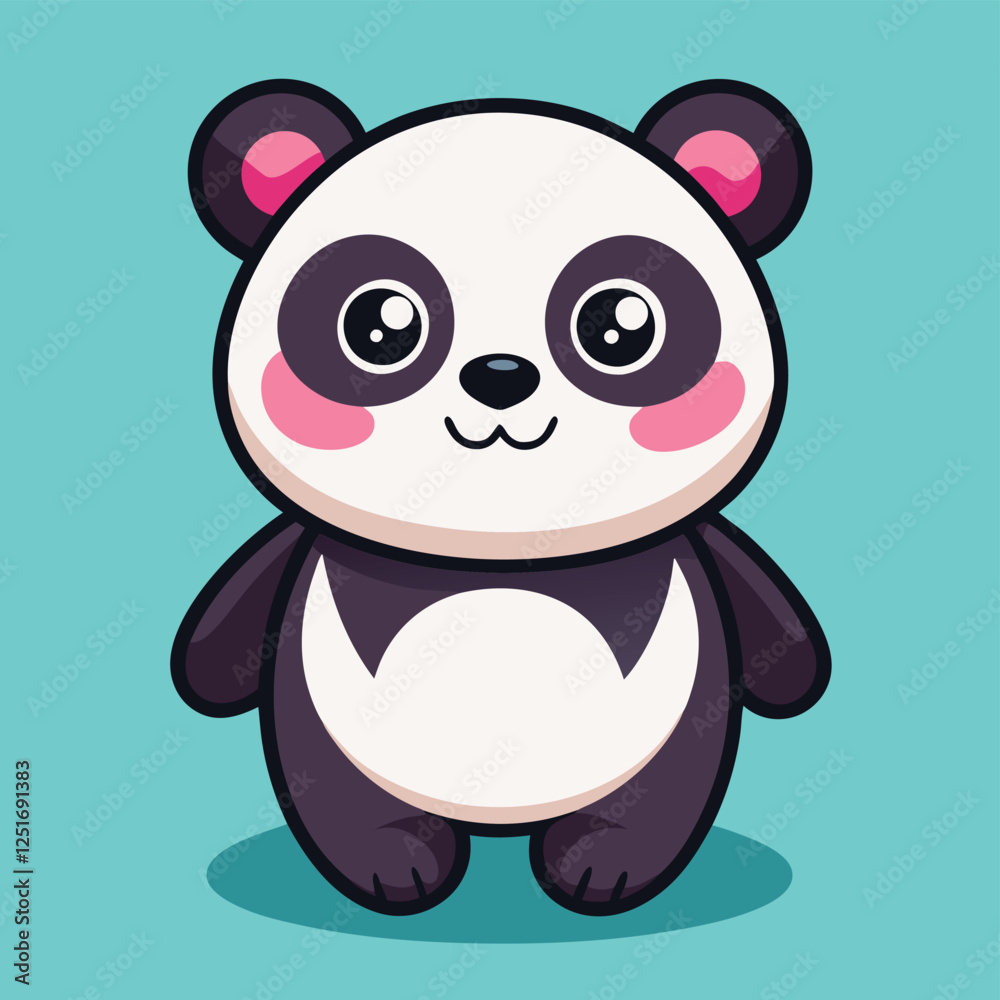 Fototapeta premium Cute panda vector cartoon illustration