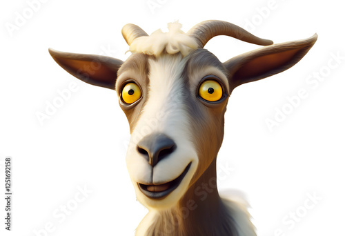 floppy cheerful farm character whimsical goat humor vibrant funny vivid wide ears animated set cute depiction playful yellow illustration a eyes surprised background animal cartoon humorous joy