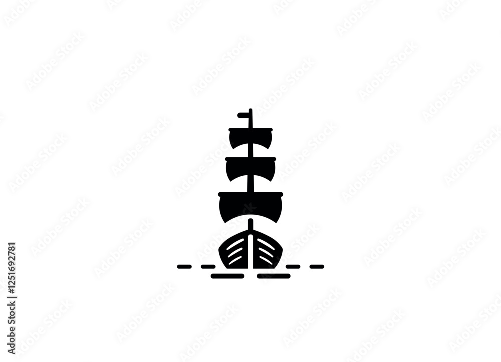Vector illustration of a sailing ship in a minimalist style on a white background for a logo Vector illustration of a sailing ship in a minimalist style on a white background for a logo