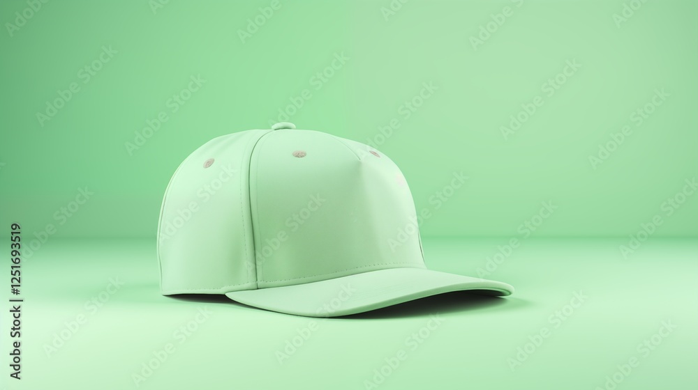 white baseball cap,Cap mockup on a light green background,generative ai illustration white baseball cap,Cap mockup on a light green background,generative ai illustration